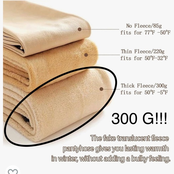 300 G! The ticker ultra warm Fleeced Lined Pantyhose winter transparent thermal - Picture 4 of 9
